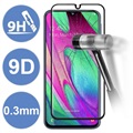 9D Heltäckande Samsung Galaxy A40 Härdat Glas Skärmskydd - 9H - Svart