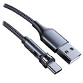 Laddningskabel med Roterande Magnetkontakt - 2m, USB-C - Svart