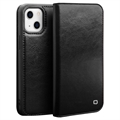 Qialino Classic iPhone 13 Läder Plånboksfodral - Svart