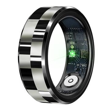 R9 Premium Smart Ring i rostfritt stål med laddningsfodral - Storlek: 8/18.1mm