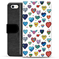 iPhone 5/5S/SE Premium Plånboksfodral - Hjärter